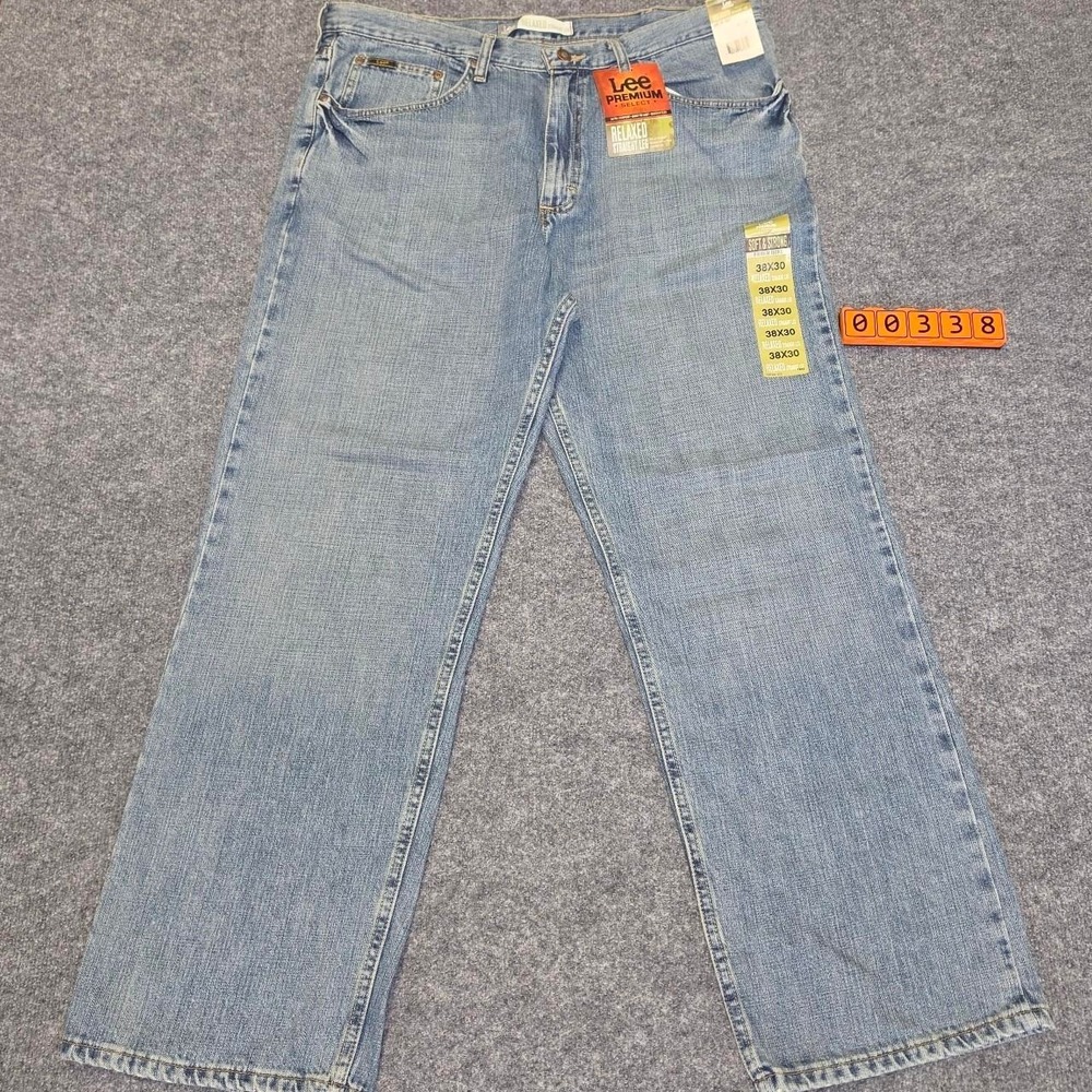 Lee Jeans Mens 38x30 Blue Relaxed Straight Fit Premium Denim New With Tags